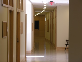 A reverse view back down the corridor