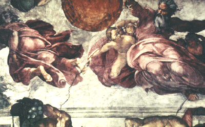 MICHELANGELO: Creation of 
		the Sun, Moon, and Vegetation
