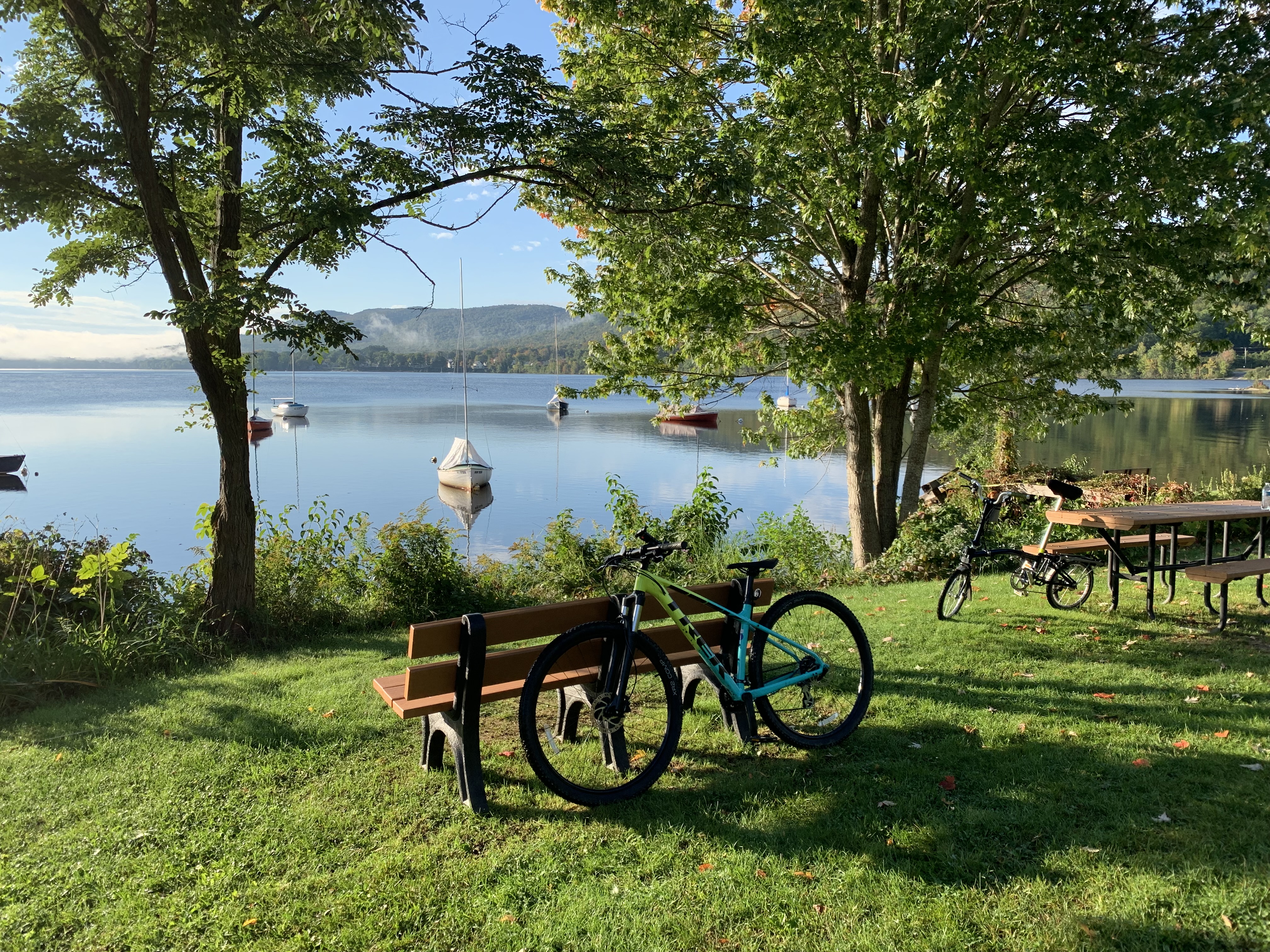 biking at Mascoma Lake